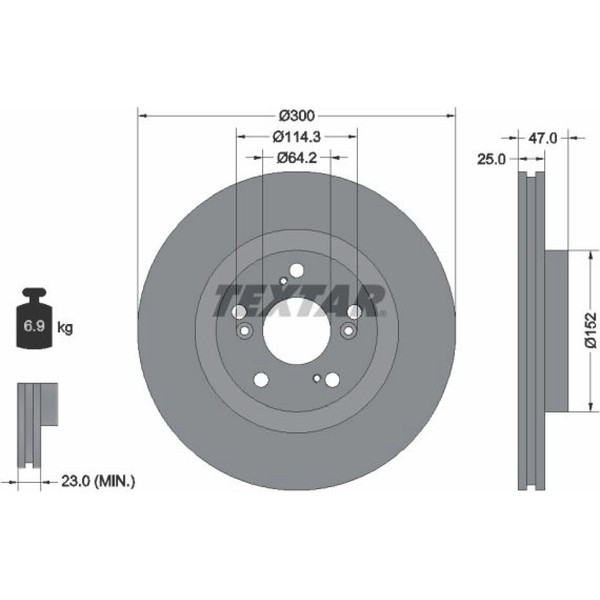 2X Textar 92125000 Bremsscheibe FüR Honda Civic Integra Eu Ep Ev DC5-image