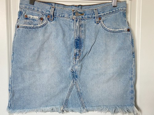 Re-Done Levi’s Denim Skirt Women's Zip Fly Mini Light Wash 34" Waist Distressed