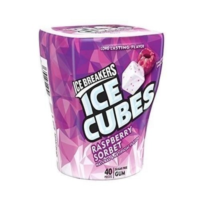 ICE BREAKERS Ice Cubes Raspberry Sorbet Sugar Free Chewing Gum Bottle, 3.24...