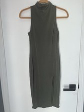Fashion Nova Olive Mock Neck Sleeveless Knit Midi Bodycon Dress Size Small