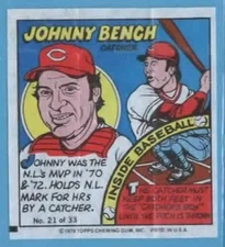 JOHNNY BENCH 1979 TOPPS BAZOOKA COMIC BASEBALL #21 REDS