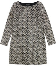 Jessica Howard Womens Sequin Chevron Sheath Dress, Metallic, 14