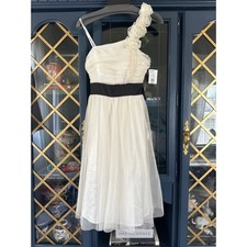 Vintage NWT Intrigue size 4 davids bridal White Black Satin bow Dress