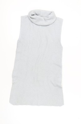 Jigsaw Damen Strickpullover Weste grau Rollkragen ärmellos XS