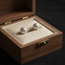 14K Solid Yellow Gold 6mm Crystal Pearl Stud Earrings Classic White Pearl Gift