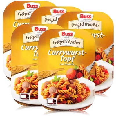 Buss Currywurst-Topf mit Nudeln 300g - Fertiggericht (5er Pack)