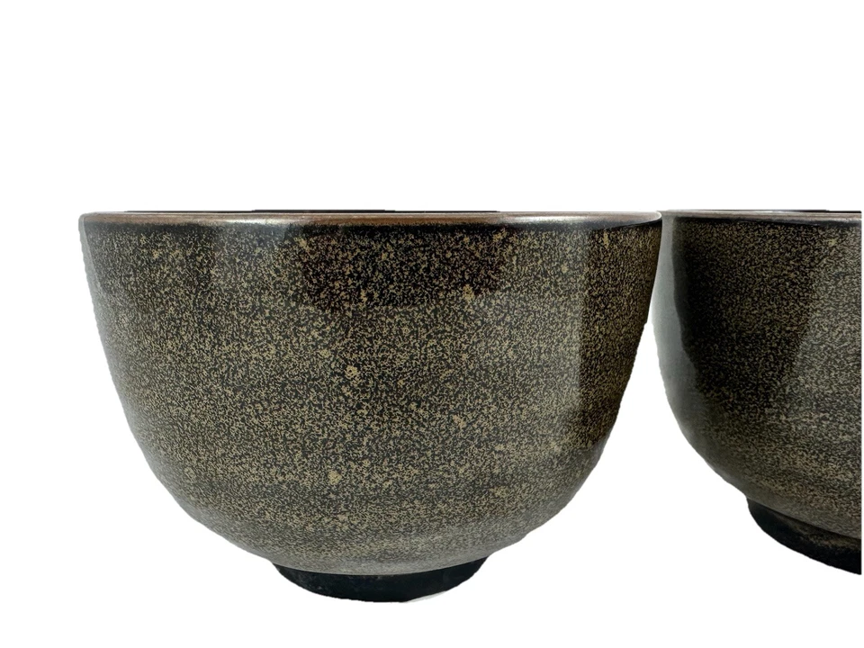 Juego de 2 cuencos de sopa de miso fideos ramen arroz negro bronce marrón estilo asiático Foto 3 de 4