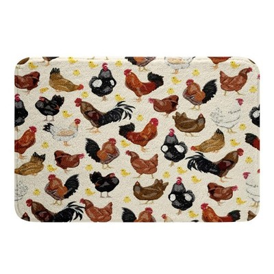 Chicken Bath Rugs for Shower Tub Cute Chicken Pattern Bathroom Rugs for 3D An...