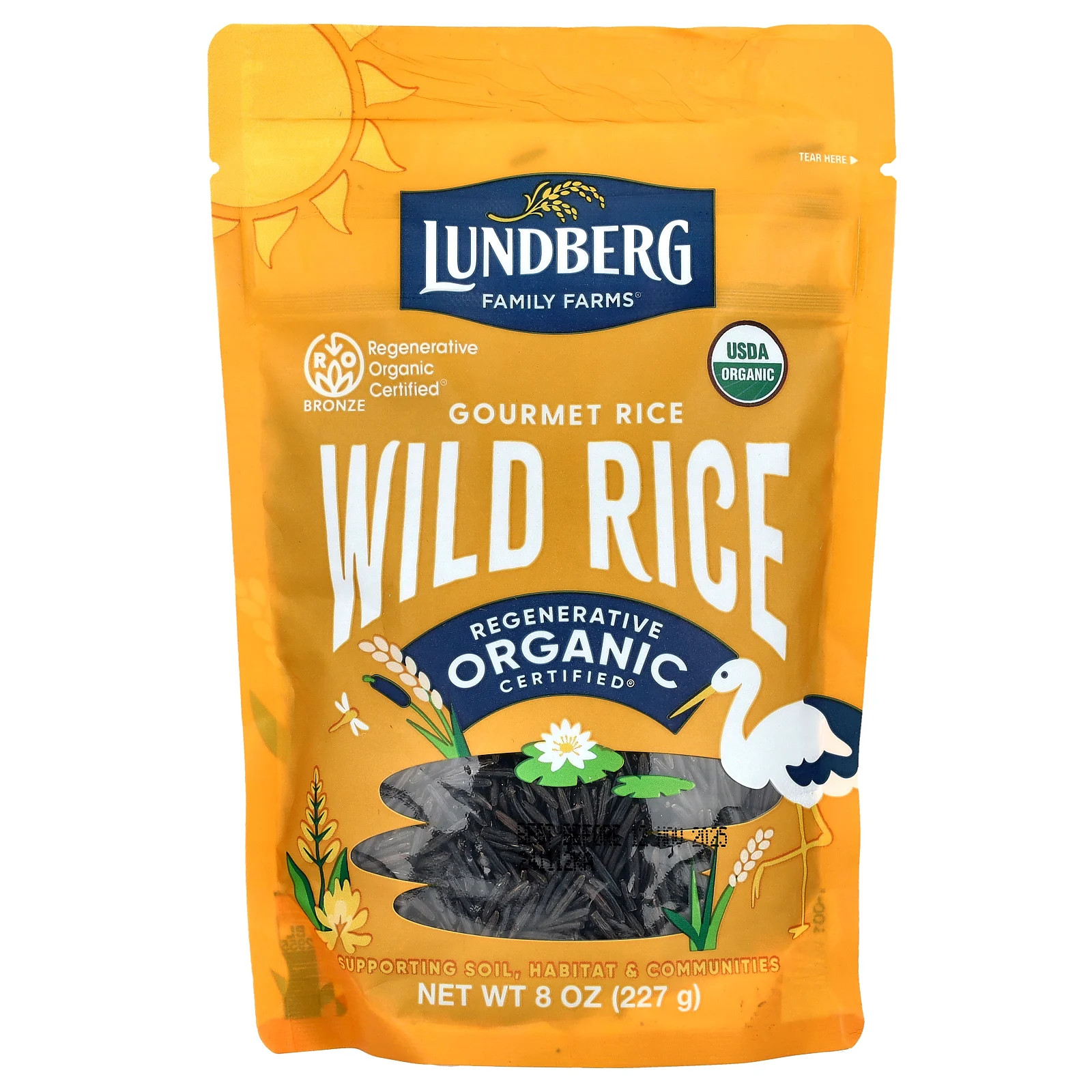 Lundberg Wild Rice Organic 8 унций 227 г Без глютена кошерный без ГМО органический 2990₽