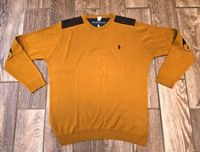 Polo Ralph Lauren Cotton Pullover Crew Neck Sweater Gold Long Sleeve Military XL