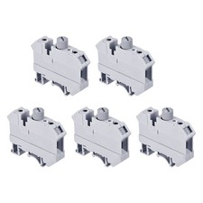 Pack of 5 DIN Rail Mount Fuse Holder Terminal Blocks Screw Type Grey UK10 New