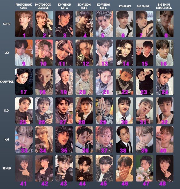 EXO - REVERXE Official Photocard KPOP D.O. KAI SEHUN SUHO LAY CHANYEOL 엑소
