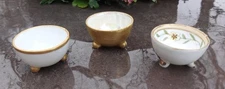 Lot of (3) Different Porcelain Footed Porcelain Open Salt Dip, Cellar, Dishes!