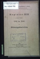 Register XIX zu den Bänden 181 bis 190 der S...