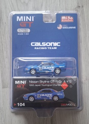 Mini GT #104 Nissan Skyline GT-R R32 Calsonic #12 MiJo Exclusive 1/2400