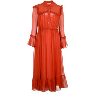 Gucci Chiffon Dress Womens 6 Orange Silk
