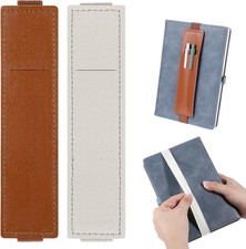 2Pcs Elastic Pen Holder for Notebook, Adjustable Sleeve Brown, Beige