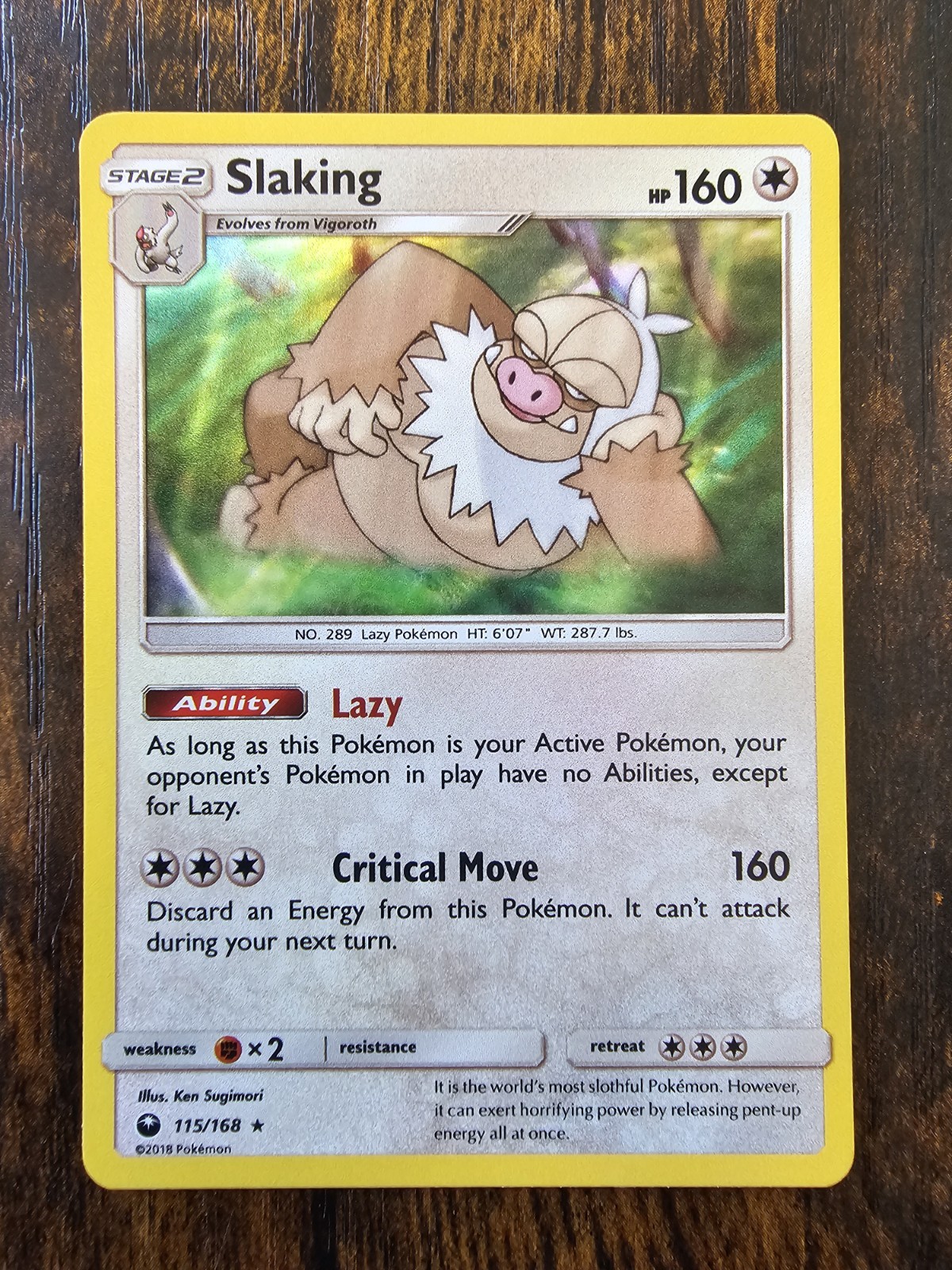 Slaking 115/168 Holo Rare Celestial Storm Pokemon Holo Near Mint
