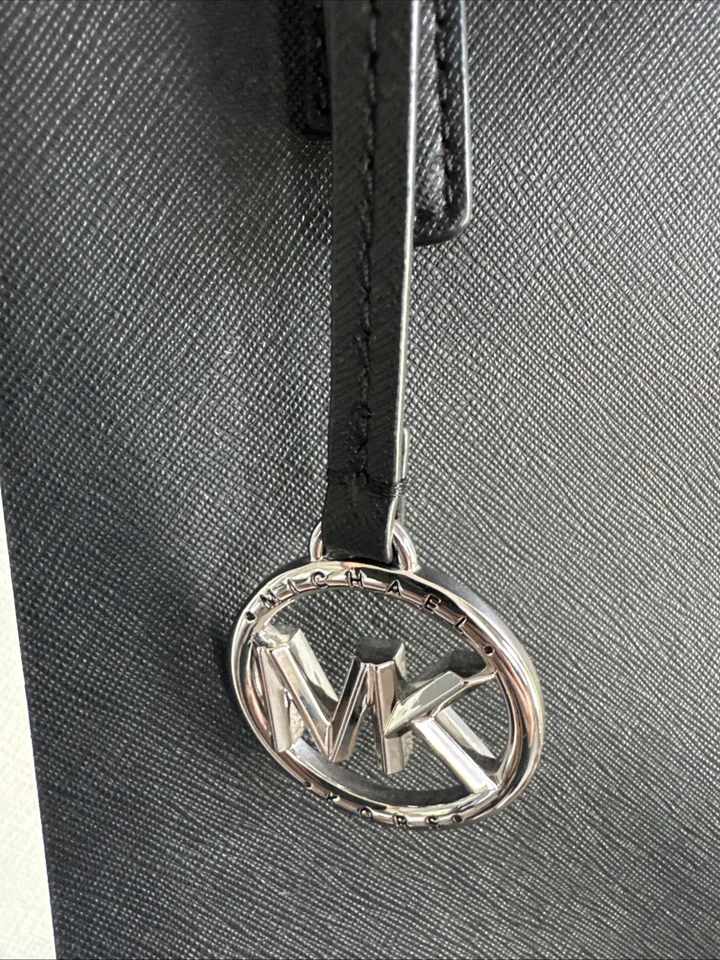 Bolso de Mano Michael Kors Jet Set Viaje Negro Blanco Gris Rayas Grande Foto 4 de 4