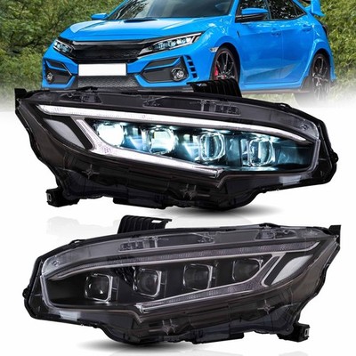 VLAND LED Headlights For 2016-2021 Honda Civic Startup Animation Sequential Lamp