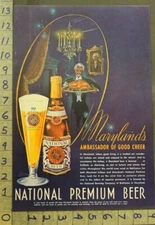 1942 ALCOHOL BEER NATIONAL PREMIUM BREW THANKSGIVING HOLIDAY DECOR BAR 28091