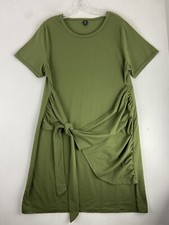 Shein Curves One Piece Olive Green Side Knot Wrap Dress Size 1X (814)