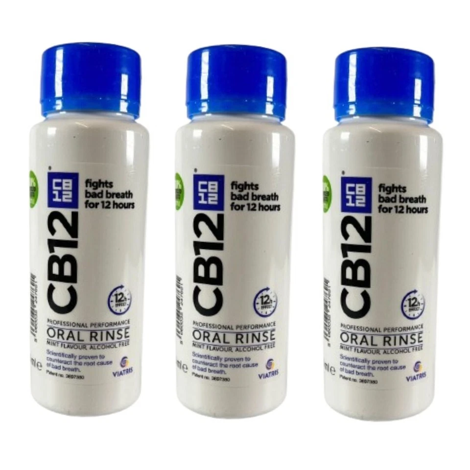 CB12 Mouth Wash Bad Breath Mint Menthol 250ml (Pack of 3)