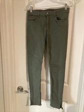 Joe's Jeans Womens Size W27 Cut Off Side Slits Skinny Kale Green Denim Stretch