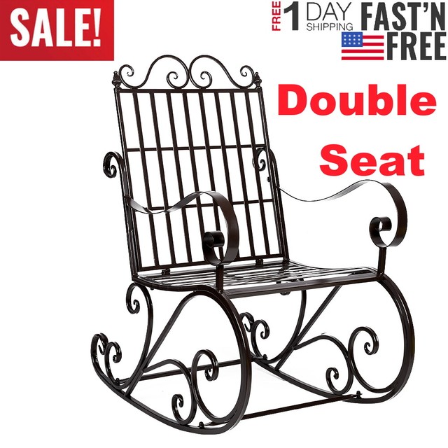 Iron Patio Rocking Chair Porch Rocker Outdoor Garden Deck Yard Iron Patio Rocking Chair Porch Rocker