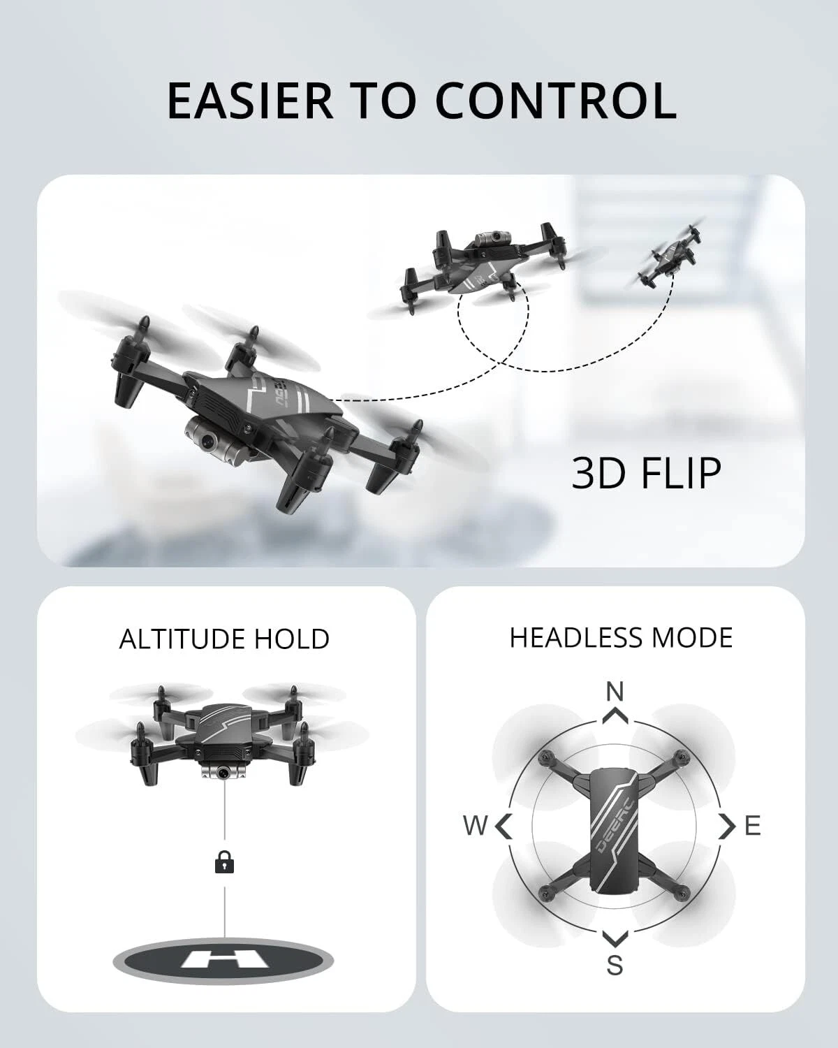 DEERC D20/D96 Mini RC Drone HD FPV Camera Foldable RC Quadcopter for Kids Gift 。