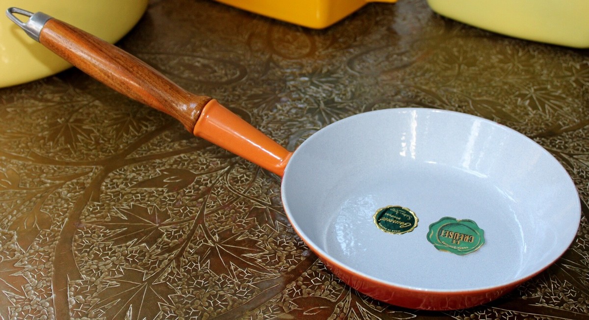 Rare 1950's Vintage Original Labels Volcanic Flame Le Creuset