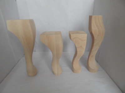 4x WOODEN FURNITURE LEGS/FEET REPLACEMENT, QUEEN ANNE STYLE, BEECH-SOFA ...