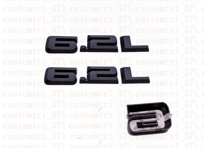 2pcs 6.2L Emblems Badge for Silverado 2019-2025 Hood Emblem Overlay Matte Black