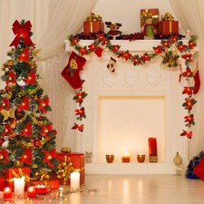 Christmas Garland With Lights Stair Fireplace Tree Light Indoor Outdoor Decor