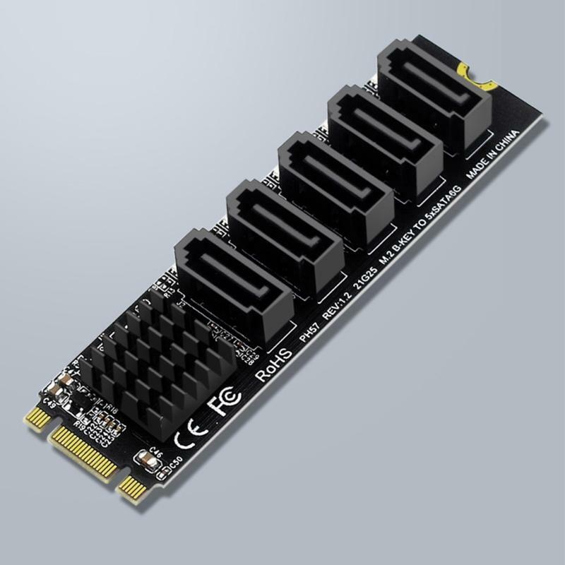 M.2 SATA SSD 6個セット M.2 B-Key Sata to 5 Ports SATA 3 6G SSD Adapter JM575 Support SSD