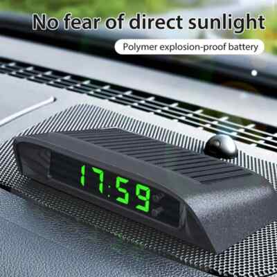 Portable Solar Car Digital LCD Clock & Temperature Display Auto Dashboard Clocks