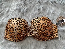Victoria's Secret Swim Leopard Nwt Underwire Strapless Bandeau Swim Bikini Top
