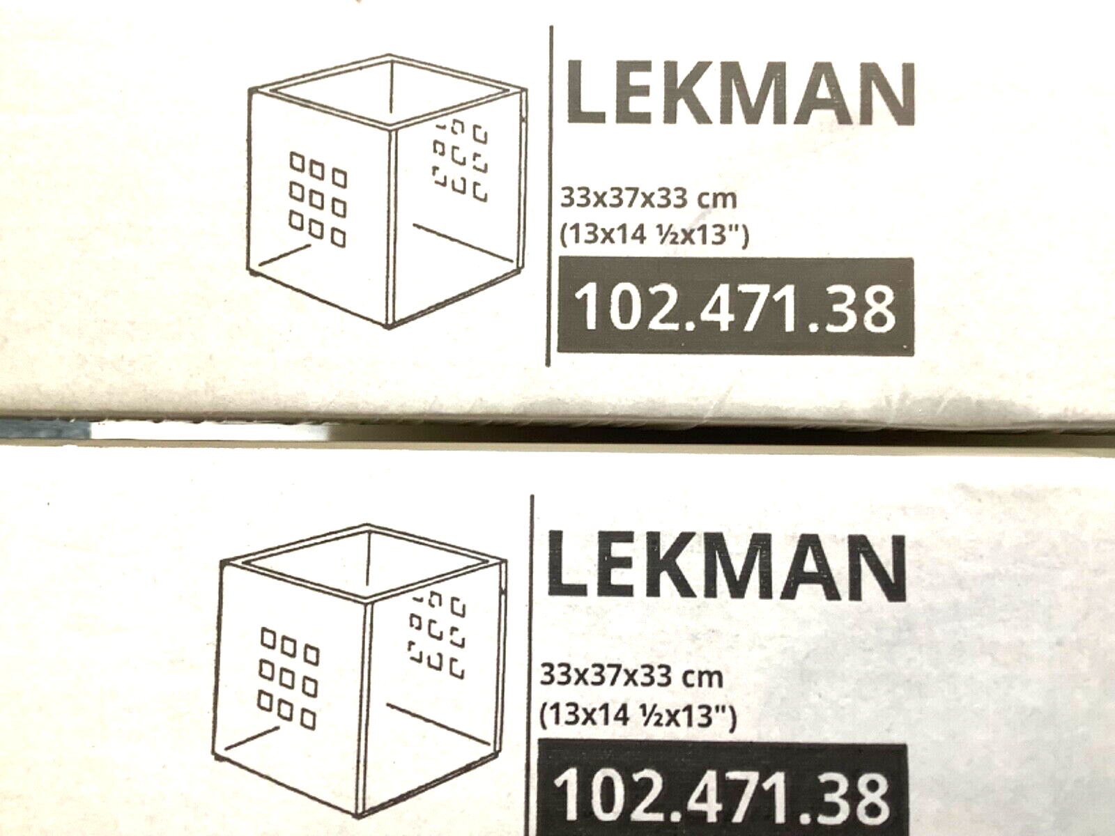 SET of 2 Ikea LEKMAN Storage Box White, Plastic 13x14 ½x13" Fits
