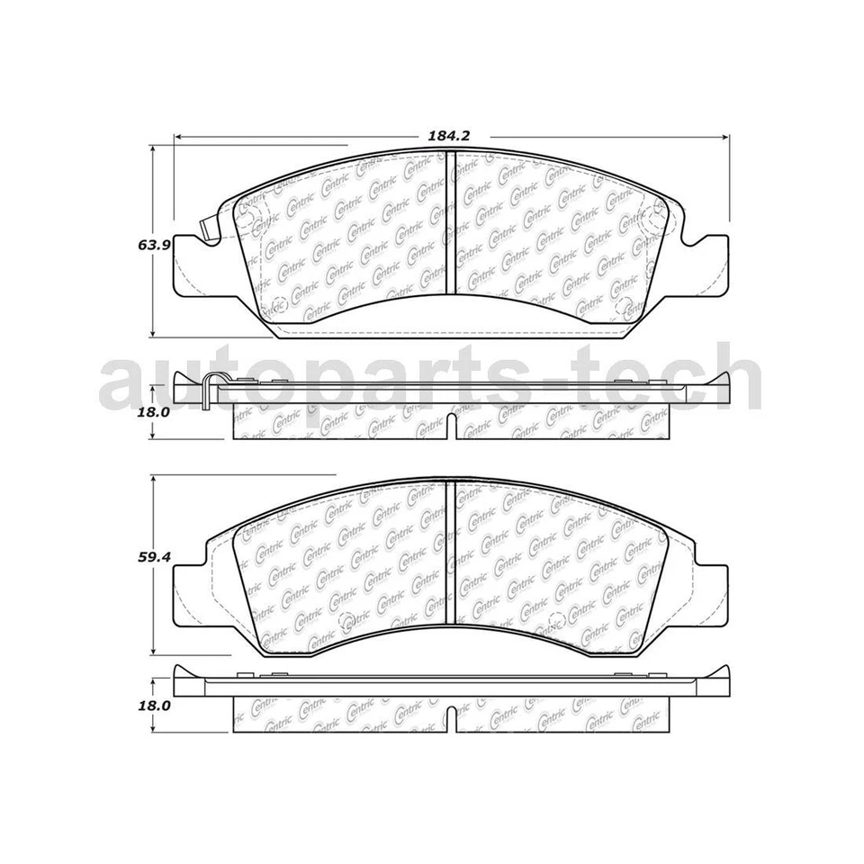 Juego de pastillas de freno de disco delanteras traseras Centric para Cadillac XTS 2013 2014 2015 2016 2017 Foto 2 de 4