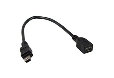 Black 6 Inch USB 2.0 USB Mini B Male to USB Mini B Female Cable 