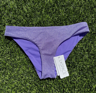 NWT L*Space Sandy Classic Bikini Bottom, Purple Amethyst Shimmer Sparkle, Small