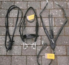 CROCO Trense und Vorderzeug (Elastisch) * NEU * WB * Schwarz * HKM * Kroko LACK