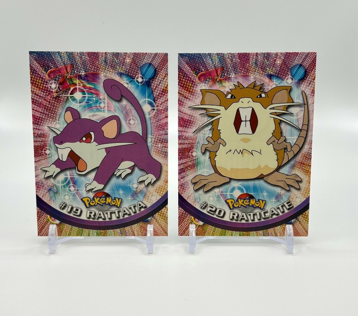 Pokemon Card - Rattata, Raticate - Topps - Blue Logo - 2 Card Set