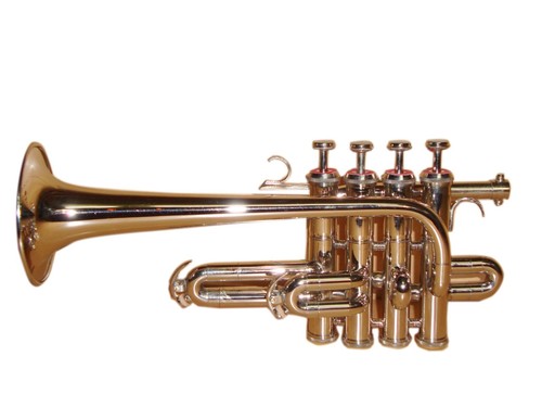 Bb/A flache PICCOLO TROMPETE BRANDNEU SILBER VERNICKELT GRATIS ETUI + 7C MUNDSTÜCK - Bild 2 von 8