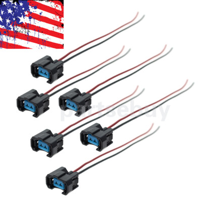 6PCS Fuel Injector Connector Pigtails For HONDA ACURA SATURN Odyssey Pilot