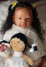 28in Handmade Reborn Baby Dolls Dark Skin Realistic Toddler Girl Long Curly Hair