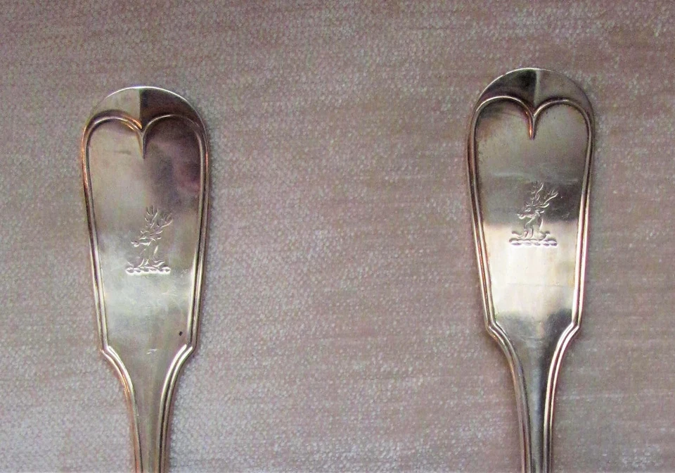 Antigua moneda americana temprana cucharones de salsa de plata Henry Salisbury NY circa 1835 Foto 2 de 4