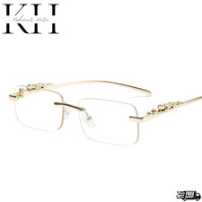 Fashion Men's Square Hip Hop Sunglasses Quavo Luxury Gold Rimless Clear Glasses