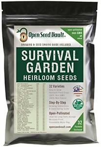 Survival Garden 15,000 Non GMO Heirloom Vegetable Seeds Survival Garden 32 Pack