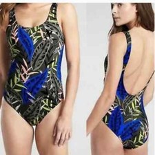 ATHLETA Midnight Palm Tropical Print Scoop 1 Piece Swimsuit Size medium